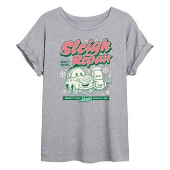 Juniors' Disney / Pixar's Cars Luigi's Casa Della Tires “Sleigh Repair” Holiday Oversized Tee
