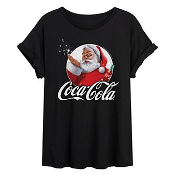 Juniors' Coca-Cola Santa Claus Vintage Christmas Oversized Tee