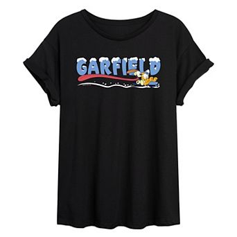 Juniors' Garfield & Odie Sledding Oversized Tee
