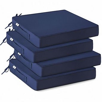 Outdoor Chair Cushions Set of 4 Waterproof Patio Furniture Pads with Handle Ties High-Density Foam