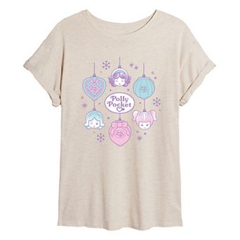 Juniors' Polly Pocket Christmas Ornaments Oversized Tee