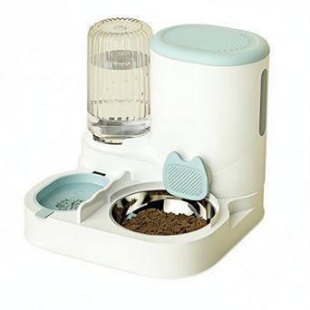 1.1L Gravity Pet Feeder & 800ml Filter Water Dispenser with Steel Bowl