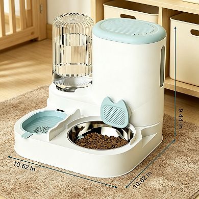 1.1L Gravity Pet Feeder & 800ml Filter Water Dispenser with Steel Bowl