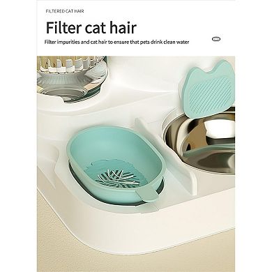 1.1L Gravity Pet Feeder & 800ml Filter Water Dispenser with Steel Bowl