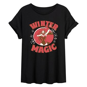 Juniors' Marvel Winter Magic Oversized Tee