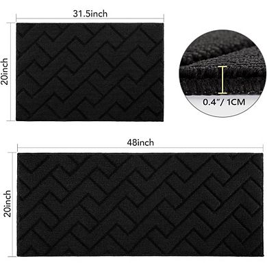Kitchen Rugs Set of 2, Absorbent Non-Slip Runner Mats, Washable, for Kitchen & Hallway
