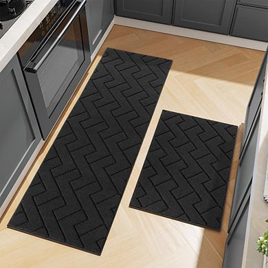 Kitchen Rugs Set of 2, Absorbent Non-Slip Runner Mats, Washable, for Kitchen & Hallway
