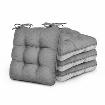 Memory Foam Chair Cushions Set Of 4 Indoor Outdoor Non Slip Ties Easy Clean