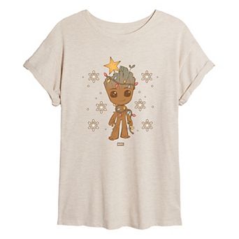 Juniors' Marvel Guardians Of The Galaxy Groot Oversized Tee