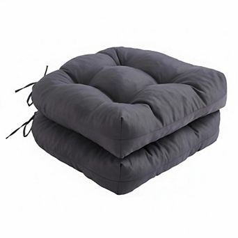 Outdoor Chair Cushions Set of 2 Tufted Waterproof Patio Seat Pads with Ties