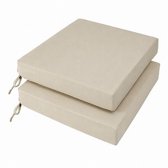 Outdoor Seat Cushions Waterproof Patio Furniture Pads With Straps 2 Pack