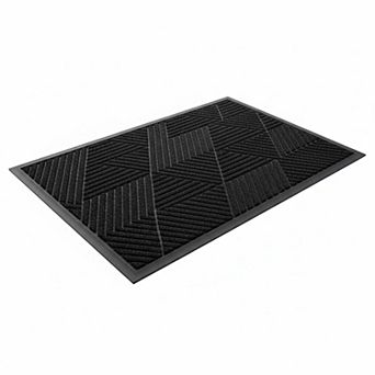 Front Door Mat Heavy Duty Rubber Non Slip Dirt Absorbent Easy Clean Low Profile Indoor Outdoor Entry