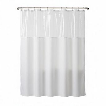 10 Gauge Vinyl Shower Curtain 72x72 Tear Proof Rustproof Grommets See Through Top Heavy Weight