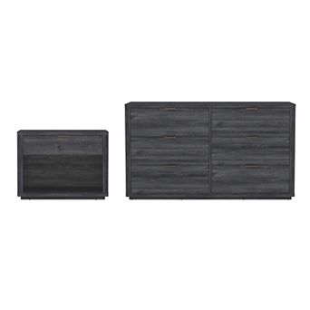 MANHATTAN COMFORT Evelyn 2 pc Modern Double Dresser & Wide Nightstand Bedroom Set