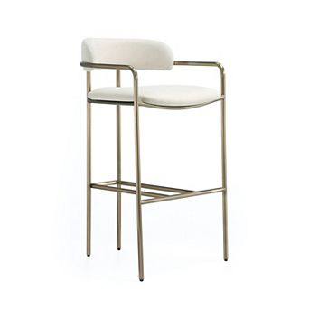 MANHATTAN COMFORT Mid-Century Modern Upholstered Stainless Steel Bar Stool