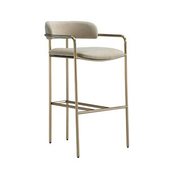 MANHATTAN COMFORT Mid-Century Modern Upholstered Stainless Steel Bar Stool