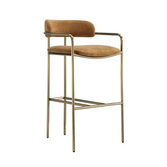 MANHATTAN COMFORT Mid-Century Modern Upholstered Stainless Steel Bar Stool