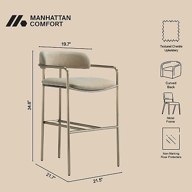 MANHATTAN COMFORT Mid-Century Modern Polyester Upholstered Counter Stool