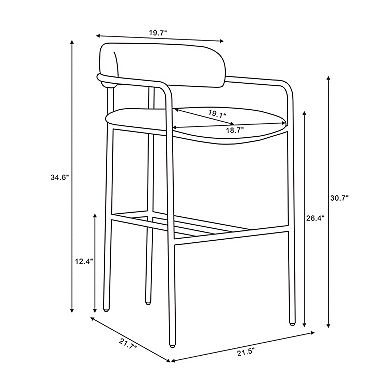 MANHATTAN COMFORT Mid-Century Modern Polyester Upholstered Counter Stool