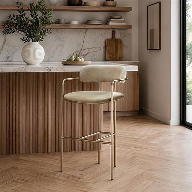 MANHATTAN COMFORT Mid-Century Modern Polyester Upholstered Counter Stool