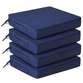 Outdoor Chair Cushions Set of 4 Waterproof Patio Furniture Pads with Handle Ties High Density Foam