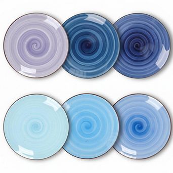 10 Inch Ceramic Dinner Plates Set Of 6 Assorted Colors Microwave Dishwasher Safe