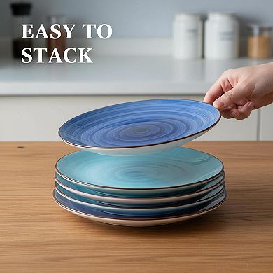 10 Inch Ceramic Dinner Plates Set Of 6 Assorted Colors Microwave Dishwasher Safe
