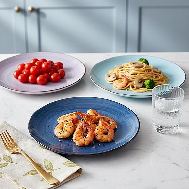 10 Inch Ceramic Dinner Plates Set Of 6 Assorted Colors Microwave Dishwasher Safe