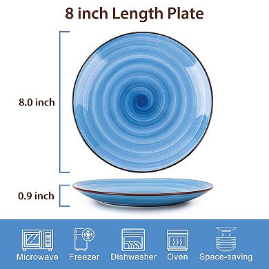 10 Inch Ceramic Dinner Plates Set Of 6 Assorted Colors Microwave Dishwasher Safe