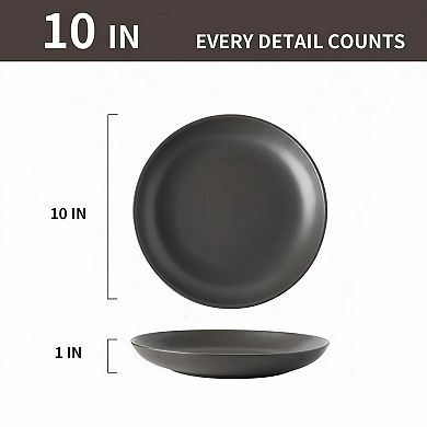 10 Inch Ceramic Dinner Plates Set Of 4 Matte Black Microwave Safe Dishwasher Safe