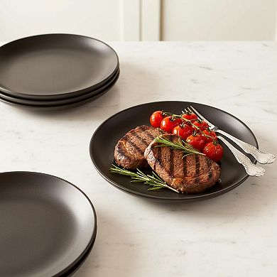 10 Inch Ceramic Dinner Plates Set Of 4 Matte Black Microwave Safe Dishwasher Safe