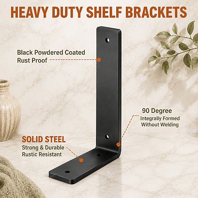 10 Inch Heavy Duty Steel Shelf Brackets 6 Pack With Mounting Hardware 150 Lbs Capacity