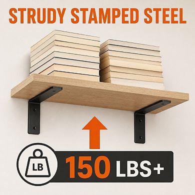 10 Inch Heavy Duty Steel Shelf Brackets 6 Pack With Mounting Hardware 150 Lbs Capacity