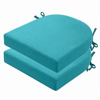 Outdoor Chair Cushions Set of 2 Waterproof Thick Patio Dining Pads with Ties