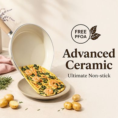 10 Inch Ceramic Non Stick Frying Pan With Lid Pfoa Pfas Free Induction Compatible