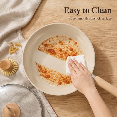 10 Inch Ceramic Non Stick Frying Pan With Lid Pfoa Pfas Free Induction Compatible