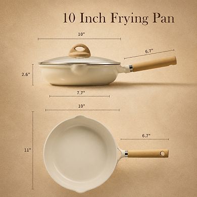 10 Inch Ceramic Non Stick Frying Pan With Lid Pfoa Pfas Free Induction Compatible