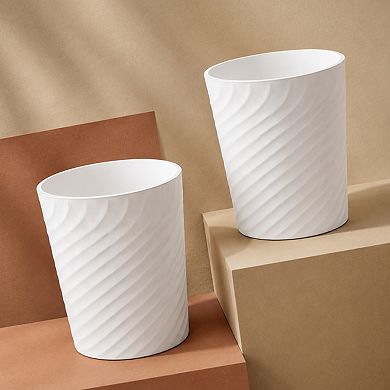 1.8 Gallon Small Plastic Trash Can 2 Pack Multi Use For Home Office Dorm
