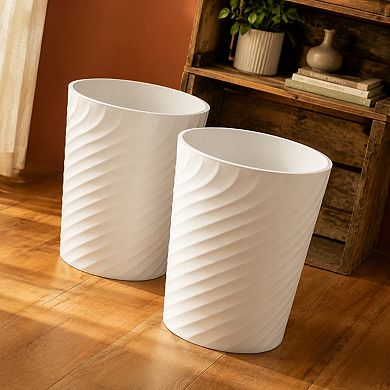 1.8 Gallon Small Plastic Trash Can 2 Pack Multi Use For Home Office Dorm