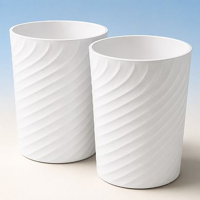 1.8 Gallon Small Plastic Trash Can 2 Pack Multi Use For Home Office Dorm
