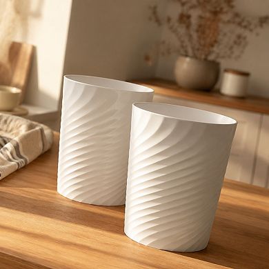 1.8 Gallon Small Plastic Trash Can 2 Pack Multi Use For Home Office Dorm