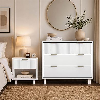 MANHATTAN COMFORT Elara 38-inch Contemporary 3-Drawer Solid Wood Dresser