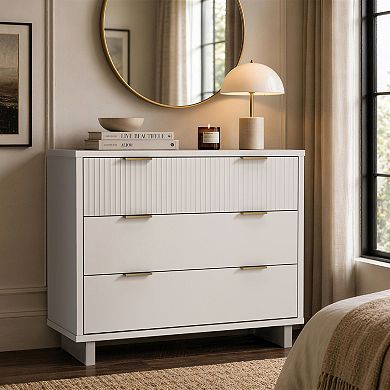 MANHATTAN COMFORT Elara 38-inch Contemporary 3-Drawer Solid Wood Dresser