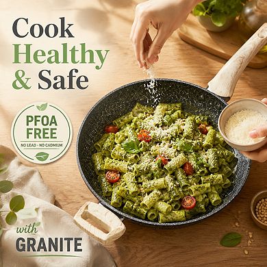 10 Inch Nonstick Granite Frying Pan Heat Resistant Handle PFOA Free Cookware