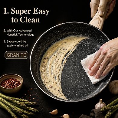 10 Inch Nonstick Granite Frying Pan Heat Resistant Handle PFOA Free Cookware