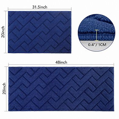 2 Piece Kitchen Rug Set Absorbent Non Slip Washable Floor Mats For Home Laundry Hallway