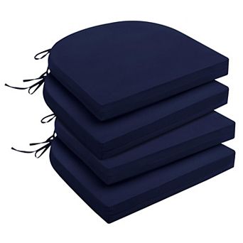 Outdoor Chair Cushions Set of 4 Water Resistant High Density Foam with Ties