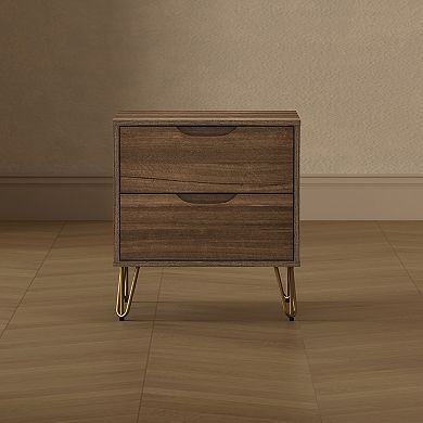 MANHATTAN COMFORT Avira 20-inch Mid-Century Modern 2-Drawer Nightstand