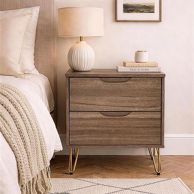 MANHATTAN COMFORT Avira 20-inch Mid-Century Modern 2-Drawer Nightstand