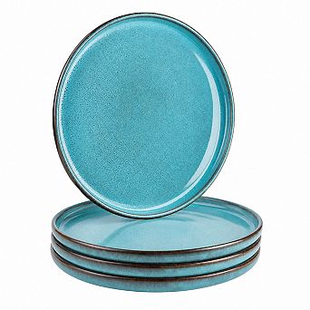 10 Inch Fluted Ceramic Dinner Plates Set Of 4 Scratch Resistant Dishwasher Safe